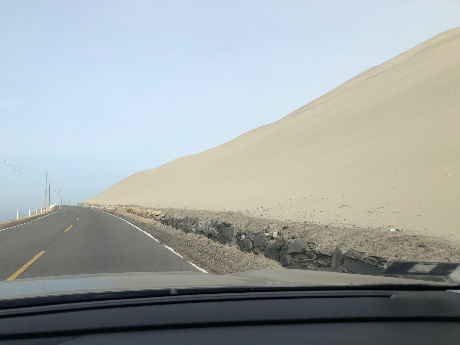 泛美公路南线,1月27日:海岸沙漠,前方再没有山区的弯道。