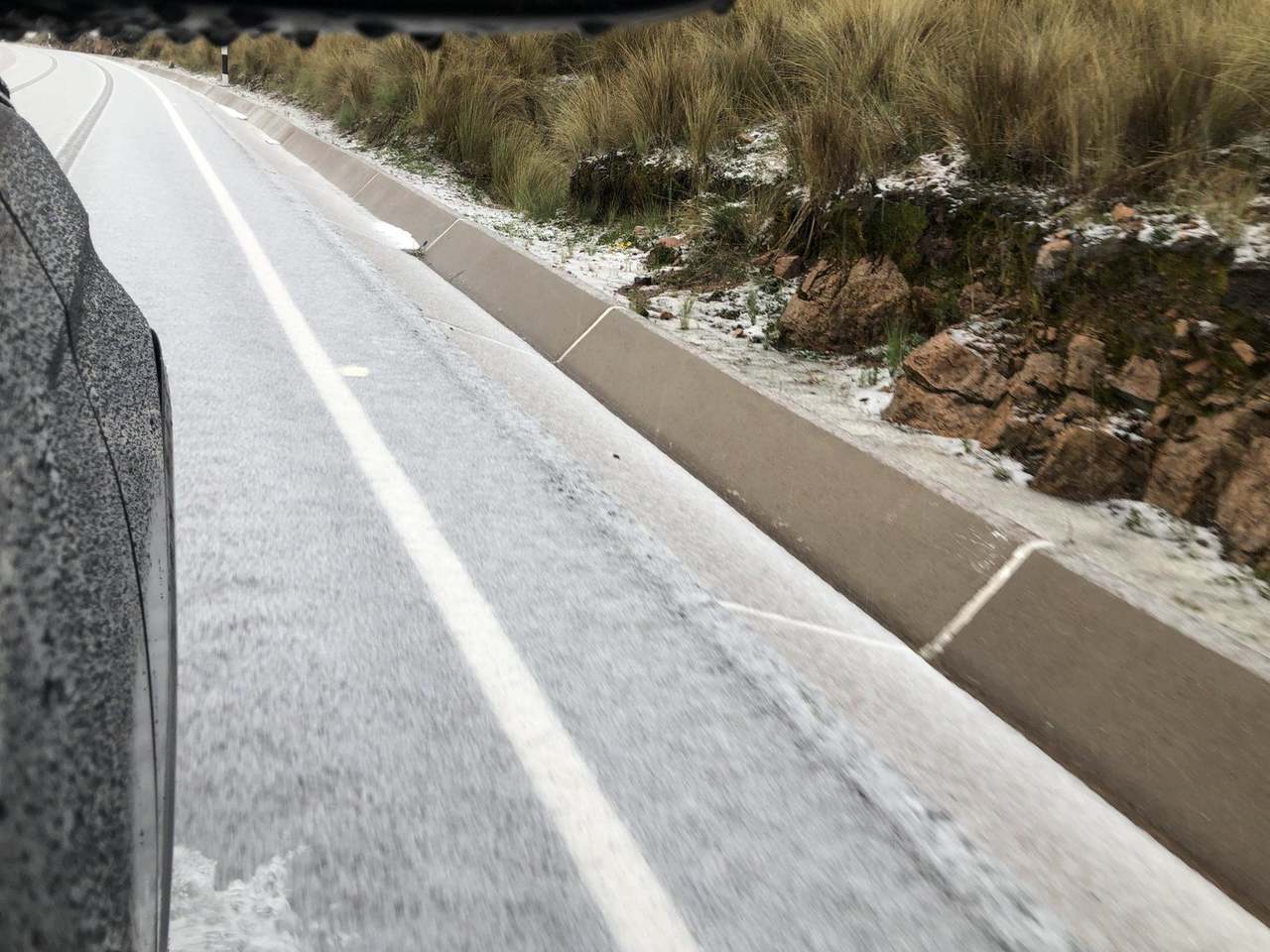 Puna after Ayacucho, 19 January, early afternoon: hail, and Andahuaylas still far away.